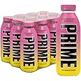 PRIME Hydration Strawberry Banana | Electrolyte Enhanced for Ultimate Hydration | 250mg BCAAs | B Vitamins | Antioxidants | 720mg Electrolytes | 10.5% Coconut Water | 500mL Bottle |12 Pack
