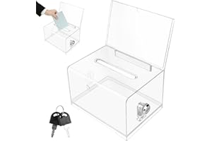 TDUNSYA Caja Transparente Para Donaciones, Metacrilato Transparente De Donación Con Llave, Hucha, Caja De Acción, Para Recoger Opinione(16x12x10cm)