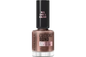 RIMMEL LONDON Rimmel Wonder'bond Care+Color Smalto, 007 Cappuccino, Rigenera le unghie, Con Biotina e Cheratina Vegana, Modulabile, 12 ml