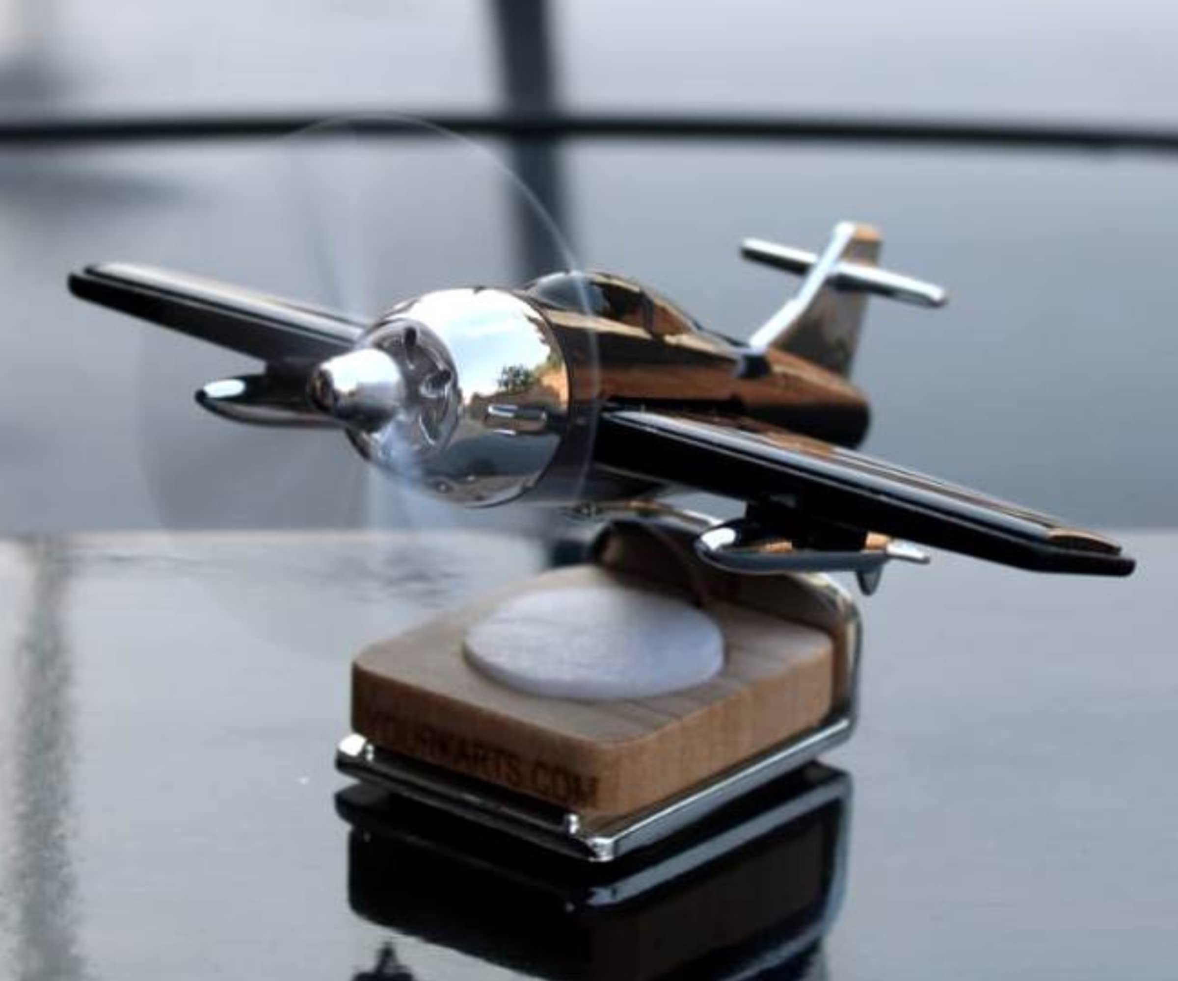 YOURKARTS.COM Solar Powered Car Perfume Diffuser/Dispenser | Aeroplane Glider Design, Auto Rotation Fan | For Car Dashboard w