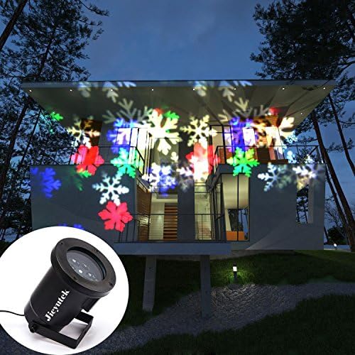 Jieyutek Moving Snowflake Spotlight Lights Indoor/outdoor IP65 Waterproof LED Landscape Projector Light Christmas Holiday Garden Decoration Lamps Multicolor Snowflakes