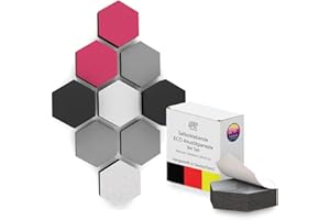 PolySound ECO Akustikpaneele selbstklebend - 9er Set 3D-Schaumstoff (3-10 cm), Hohe Schalldämmung (αw 0,9), Rückstandslos Ablösbar, Fabulous Fuchsia