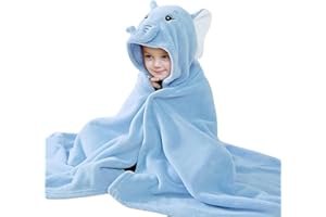 Decalsweet Elephant Hooded Towel for Kids,Ultra Soft Children's Bath Towel,Large Poncho Towel for Toddlers Boys Girls