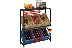 STEELSØN Macondo Getränkekistenregal mit Ablage – stabiles & platzsparendes Getränkeregal für 6 Kisten –Kistenregal Schwarz Metall – Kastenständer für Getränkekisten & Obst – Bierkisten Regal