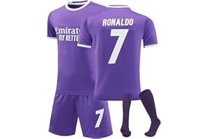GENERIC 2017-2018 Season R.Madrid No.7 Ronaldo Football Kits,24/25 Ronaldo Portugal Soccer Jerseys Activewear Football Training Shirts Shorts and Socks for Kids and Adults