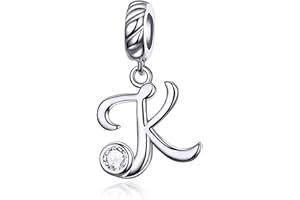 LaMenars Letras Colgantes de Alfabeto A-Z Abalorios Charms Originales Plata de Ley 925 con Circonita Cúbica para Pandora & Europeo Pulseras Brazaletes Collares para Mujer