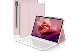 JADEMALL Funda con Teclado para Lenovo Tab P12 12.7", Teclado Bluetooth Inalámbrico Desmontable con Funda Protectora Delgada y Ranura para Bolígrafo para Tablet Lenovo Tab P12 2023 12.7 Pulgadas, Rosa