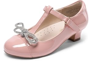 DREAM PAIRS Girls Dress Shoes Mary Jane Heel T-Strap Party Flower Wedding Princess Pumps for Little Big Kid