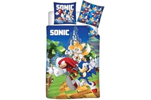 Aymax Zestaw dwustronnej pościeli Sonic and Friends - Sonic, Knuckles et Tails - 140 cm x 200 cm