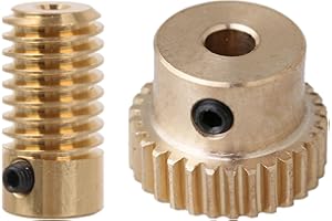 CNBTR 0.5 Modulus Brass Metal 3mm Hole Gear Shaft and 30 T Worm Wheel Worm Gear Set