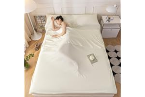 XISNUIENT Sac De Couchage en Coton Drap De Couchage 1 2 Personnes Draps, avec Fente Couchage pour Oreiller pour Hôtel, Motel Et Voyage en Sac à Dos, Drap De Camping Léger