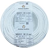 &Ouml;ZNUR Marka%100 Bakır 3X1.5 mm TTR Elektrik Kablosu (BEYAZ, 15 METRE)