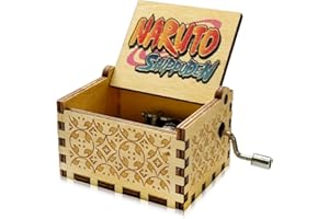 Meloditrunk Mini Caja de Música de Madera de Naruto, Cajas de Música de Manivela para Fans del Anime, Antigua Artesanía de Decoración del hogar para niños Regalos para Cumpleaños y Navidad
