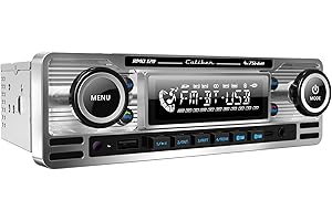 Caliber Radio samochodowe w stylu retro – radio samochodowe Bluetooth USB – FM – 1 DIN radio samochodowe – radio samochodowe z zestawem głośnomówiącym Bluetooth – chrom