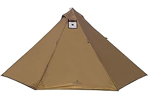 Longeek Tente de Camping 2-4 Personnes Imperméable avec Trou Poêle à Bois 4 Saisons Tipi