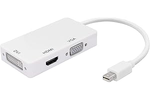 YACSEJAO 3-in-1 Mini DP a HDMI, DVI, adattatore VGA 4K Mini Displayport 1.2 Converter, Thunderbolt e Thunderbolt 2 porte compatibili per MacBook, PC, proiettore, Surface Pro
