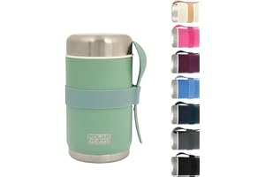 POLAR GEAR 520ml Insulated Food Flasks For Hot Food – Double-Wall Stainless Steel Hot Food Flask With Spoon – Thermal Lunch Box keeps Meals Drinks Hot or Cold for 6 Hours – Leakproof Soup Containers (Eucalyptus)