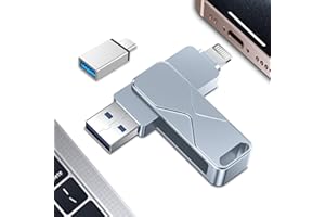 TENGGYA Memoria USB para iPhone 512 GB, Mfi Certified Lightning Memoria Externa Pen Drive Lápiz USB 3 en 1 para iPhone, iPad, iOS, MacBook, Android, PC (Gris, 512 GB)