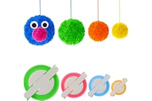 KNEWMART Pom Pom Maker,4 Tailles Fluff Ball Weaver Needle PomPom Maker Set-DIY Pompoms Kits de fabrication de poche artisanale-Jeu de tricoterie Ensemble d'outils artisanaux Pom-pom Maker