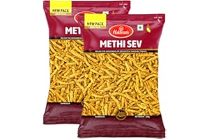 ONE STOP DEALERS Haldiram’s Savory Snacks – Easy to Carry Anywhere – Crispy, Crunchy & Spicy – Delicious Indian Namkeen Snacks – Made With Authentic Taste – Enjoy At Tea Time (Haldiram Methi Sev, Pack of 2)