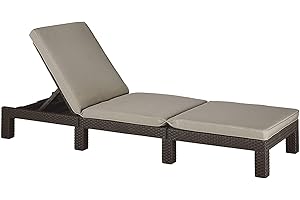 Allibert by Keter Daytona Sunlounger, Plastic, Brown with Taupe Cushion