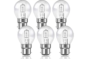 Liuyife BC B22 G45 Golf Ball Bulb 28W, Dimmable, Warm White 2700K 370LM, B22 Bayonet Cap Mini Globe Bulb AC 230V, G45 Classic Clear Round Light Bulb for Chandelier, Table Lamp, Pack of 6