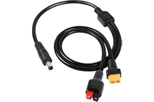 GINTOOYUN DC5521 a XT60 e cavo connettore solare 14AWG DC 5,5 mm x 2,1 mm maschio a XT60 femmina testa e cavo connettore maschio solare per stazioni di ricarica portatili, pannelli solari, ecc. (2FT)