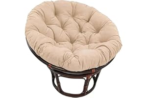 JORTUIO Coussin De Siège Rond,Coussin De Chaise Suspendue Coussin De Chaise Papasan Extérieur, Coussin De Chaise Confortable Coussin De Siège Amovible pour Jardin Terrasse(Kaki,110x110cm)