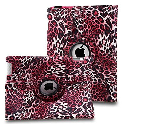 Revesun Schutzhülle, Leder, 360° drehbar, mit Ständer und automatischer Sleep / Wake-Funktion, für Apple ipad Air / ipad (6) (2) (Leopard) - 6