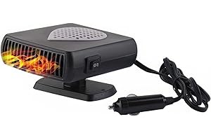 TOTMOX 12V/24V 150W 2-in-1 Car Cigarette Lighter Plug Heater Fan, Fast Heating Winter Defroster Defogger for Car Truck, Black