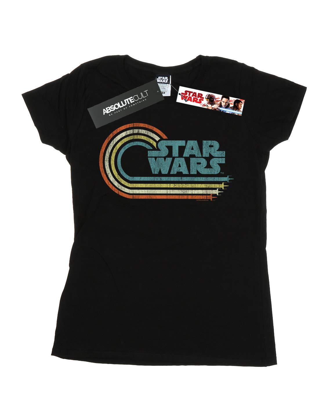 Star-Wars-Damen-Retro-Wave-Logo-T-Shirt-Schwarz-Medium