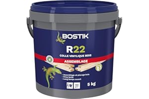 Bostik Colle Vinylique Bois R22 - Prise Lente - Colle d'Assemblage et de Placage du Bois - D1 Menuiseries Intérieures - Meubles - Blanc - Seau de 5 kg