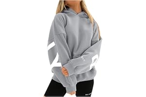 KEXIMIXUE Blackprint Hoodie for Damen Oversize Pullover Mit Kapuze Sport Gym Athletic Sweatshirt Baggy Soft Kapuzenpullover Tee Tops Shirts Sportbekleidung