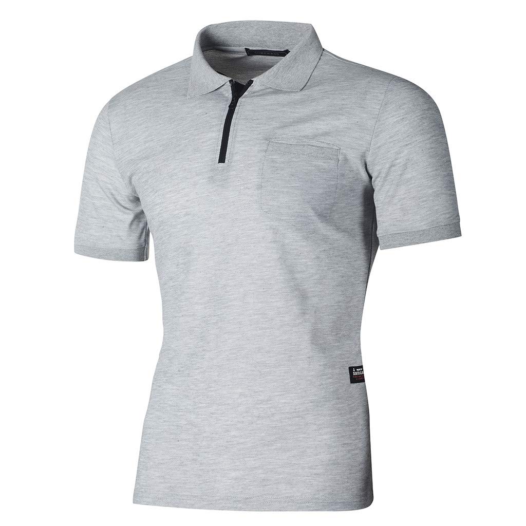 Longra Polo Uomo Camicetta Da Uomo A Maniche Corte T Shirt Casual Con Tasca Cerniera Maglietta Sportivi T Shirt Stretch Slim Fit Da Uomo Casuale