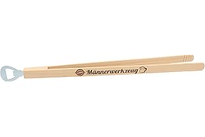 ‎SPRUCHREIF Spruchreif · XXL Grillzange mit Flaschenöffner · Grillwerkzeug · Grillzubehör · Hochwertiger Brandstempel Männerwerkzeug · Geschenke für Männer/Vatertag · Kombi-Grillzange aus Holz · 45 cm