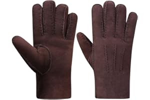 Harssidanzar Guanti in pelle da uomo Pelle di pecora Shearling Pelliccia Cuff Caldo Foderato Spessore Lana Caldo Per Inverno Freddi Guanti KM043EU