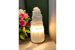 Pro Home Natural Selenite Lamp Healing Selenite Crystal Charging Mountain Tower Lamps for Meditation Spiritual Energy Decoration or Gift (25cm)