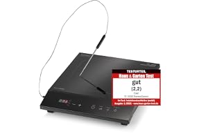 CASO TC2400 Thermo Control enkel induktionshäll med termometer för exakt stekning och matlagning, perfekt för SousVide, tempe