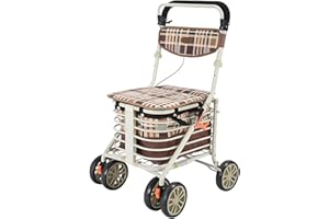 RZOIZWKO Walker with Seat and Wheels Rollators 4 Wheel with Seat Folding Lightweight Walking Aids Mobility Walkers with Padded Seat,Lockable Brakes and Carry Bag,Adjustable Height Gift for Mom Dad