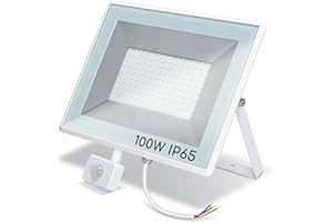 Aigostar 100W Foco LED con Sensor Movimiento PIR,10950LM Super Brillo Focos LED Exterior, IP65 Impermeable,Blanco Natural 4000K Luz de Seguridad para Jardín, Patio,Garaje, etc.