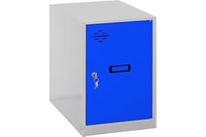 Simon Rack Taquillas Vestuario Pequeña, 475x300x500 mm, Amario Metalico Pequeño, Incluye Llave, Gris/Azul - Simonlocker