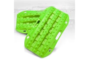 BUNKER INDUST Off Road Traction Boads, 2 Pcs Short Recovery Track Traction Mats for 4WD Mud, Sand, Snow Ramps-Green Tire Traction Tool (Without Strap)