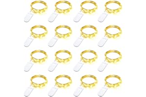 16 Piezas luces LED Pilas de Hadas,ELEUTH 2M 20LEDs Luces Exterior, Cadena de Luces de Navidad Guirnalda Luces Interior para Decoracion de Habitacion,Hogar,Fiestas,Botellas etc