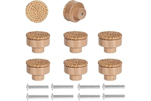 HIQE-FL Boutons de Tiroir en Bois Massif,8 Pcs Boutons de Porte D'Armoire en Bois,Poignée de Tiroir Avec Vis,Chambre d'enfant, armoire, penderie, placard de maquillage