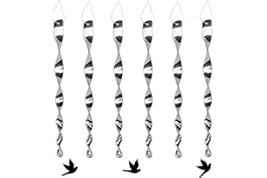 Shengruili 6 Pezzi Repellente per Uccelli Riflettente,Spirale Dispositivo Deterrente,Spirale del Vento Riflettente Argento,Evita Gli Uccelli in Casa e in Giardino