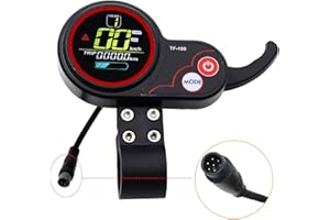 RUNQIN OUTDOOR 6 Pin Panneau Affichage Scooter Électrique 48V TF‑100, Écran LCD Instrument Communication, Accessoire Modification Indicateur Contrôleur, Kit Tableau de Bord pour KUGOO Planche à Roulette M4/M4 Pro