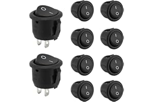 BFUZXY 10 interruptores basculantes de 12 V ON/OFF con autobloqueo, mini interruptor basculante de 2 polos para instalación en autocaravana, interruptor de modelismo, coche, barco, electrodomésticos,