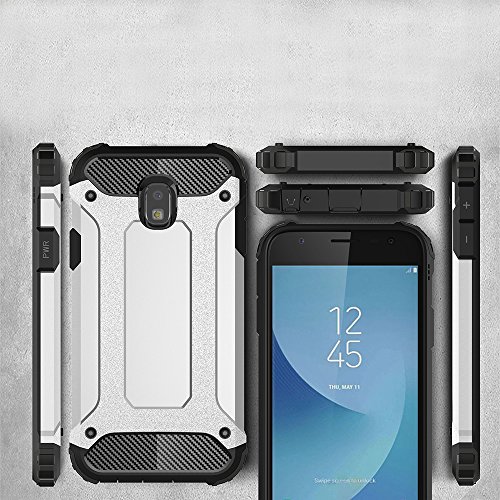 Custodia per Samsung Galaxy J3 Pro 2017/ J330 - Skitic Armatura Rugged Heavy Duty Custodia Doppio Strato TPU + PC Antiurto Protettiva Cover Case per Samsung Galaxy J3 Pro 2017/ J330 Smartphone - Argento
