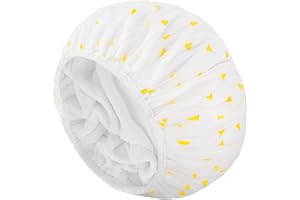Auban Shower Cap, Shower Cap for Women Terry Cloth Lined EVA Exterior Reusable Double Layer Waterproof, Large Bath Hair Cap for All Hair Lengths (Yellow)
