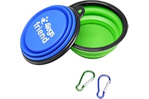 4LegsFriend 2 Pièces Gamelles Chien Pliables | avec Mousqueton | Bol rétractable en Silicone sans BPA | Voyage, Voiture, Camping, Promenade | Eau, croquettes, Nourriture